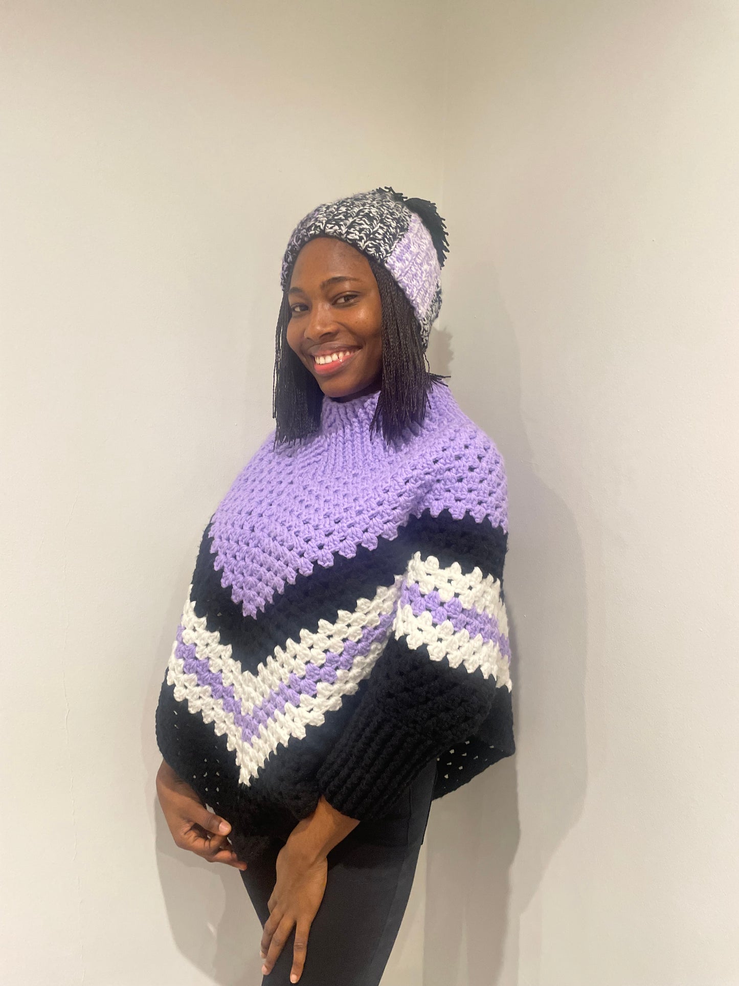 Crochet Poncho(Medium with/without sleeve or turtle neck)